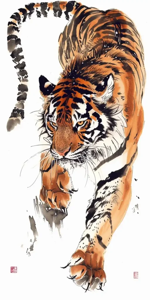 Ink Tiger Profile Portrait