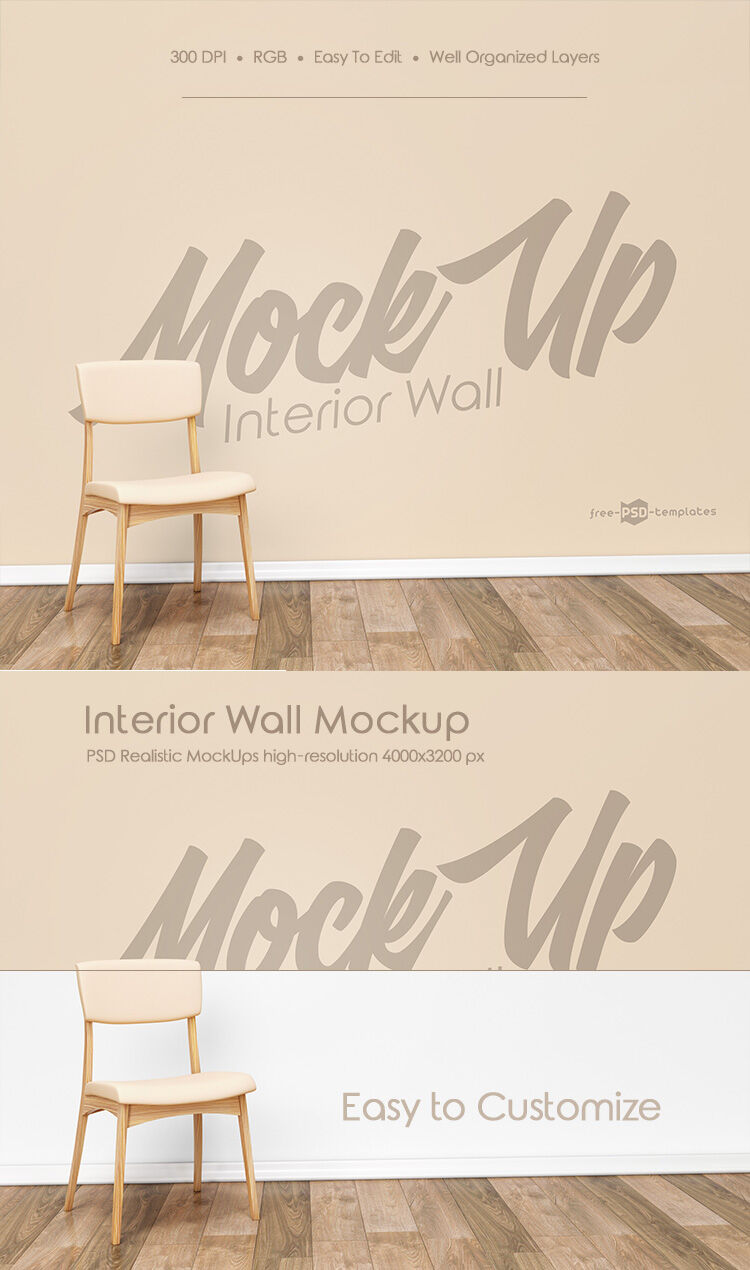 Interior Wall Mockup Featuring a Chair FREE PSD