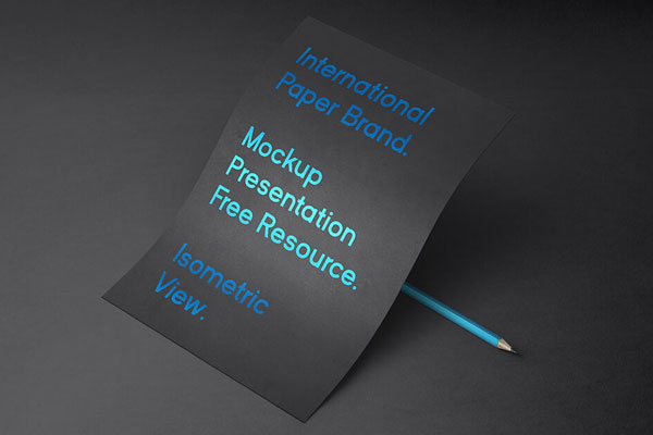 International Paper Mockup with a Pencil Behind It