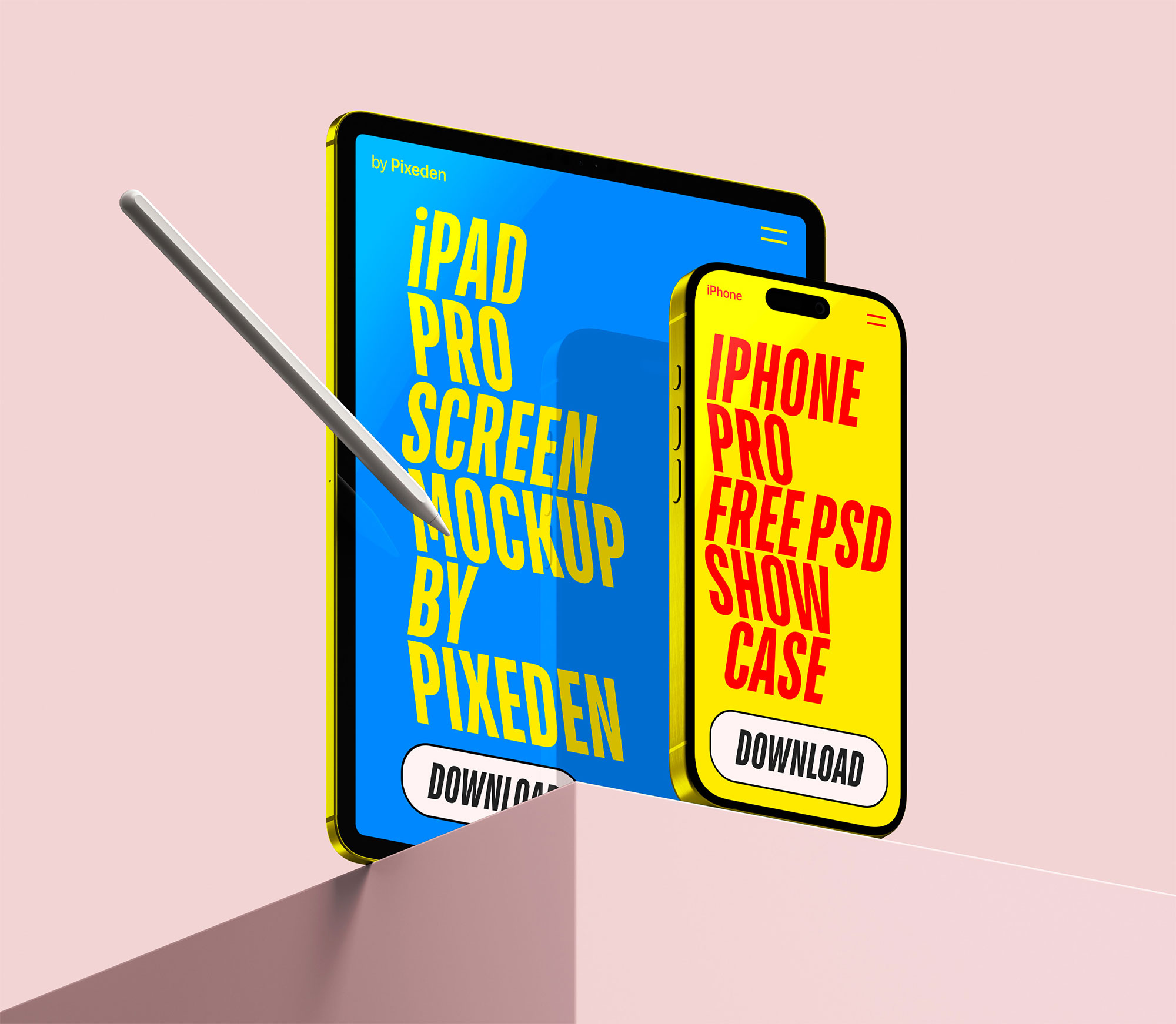 Free iPad and iPhone Pro Mockup PSD Template