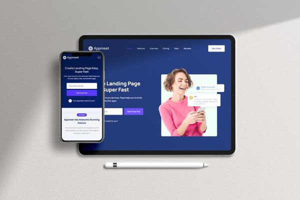 iPad and iPhone X Laid in Top View Mockup