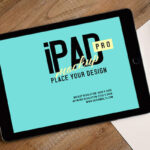 iPad Pro and a Pencil Placed in Top View Mockup