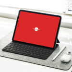 iPad Pro Placed on the Desk in Perspective Mockup