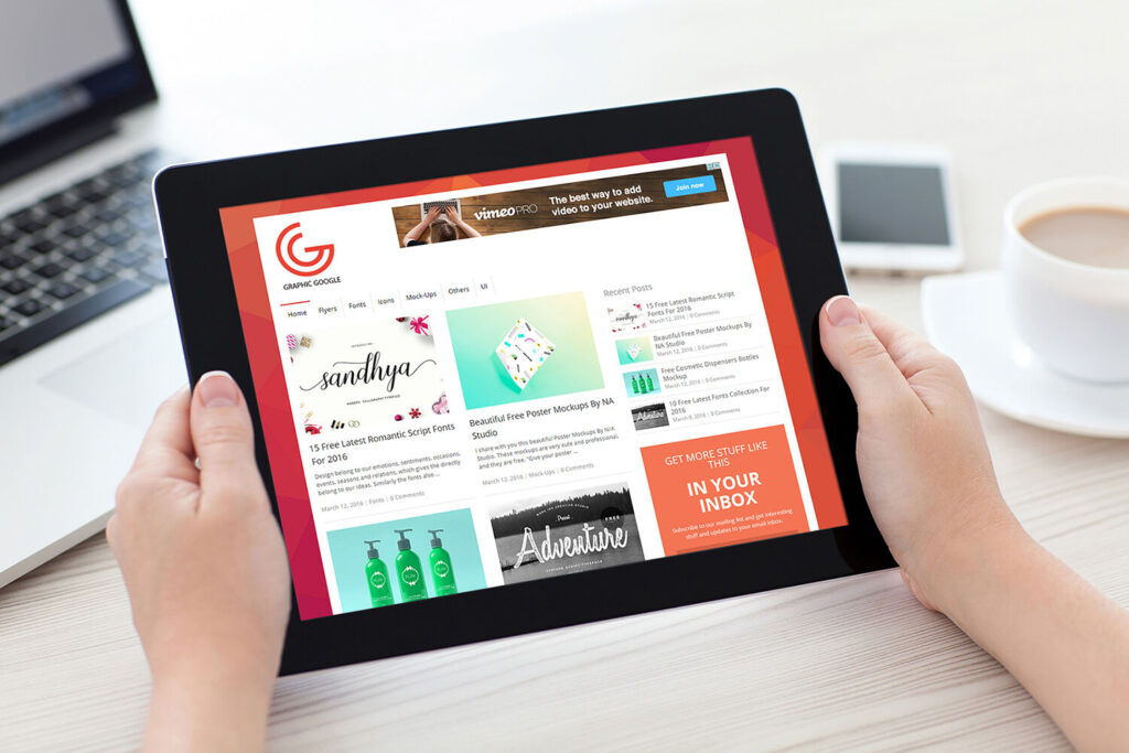 iPad Screen Design in Both Hands Mockup