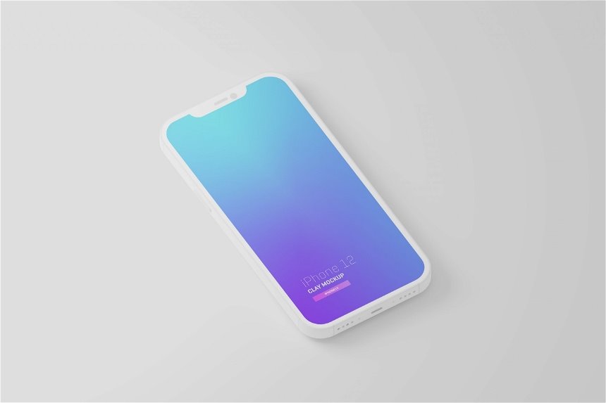 iPhone 12 Minimal Clay Mockup in 2 Views
