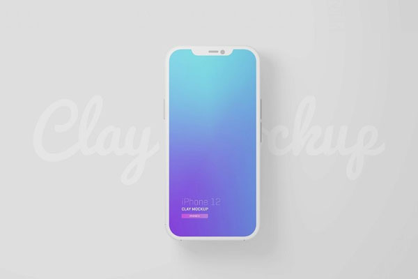 iPhone 12 Minimal Clay Mockup in 2 Views