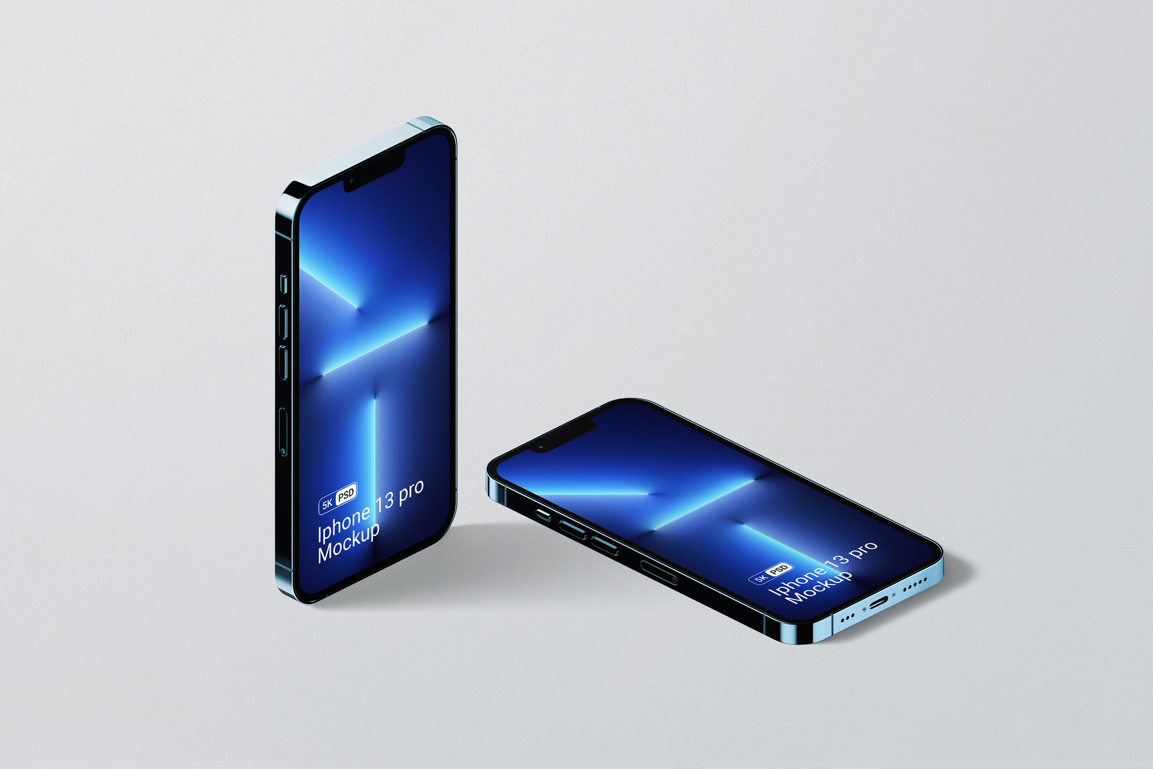 Free iPhone 13 Pro Mockup in Perspective Sight PSD Template