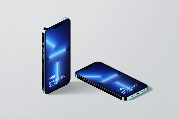 iPhone 13 Pro Mockup in Perspective Sight