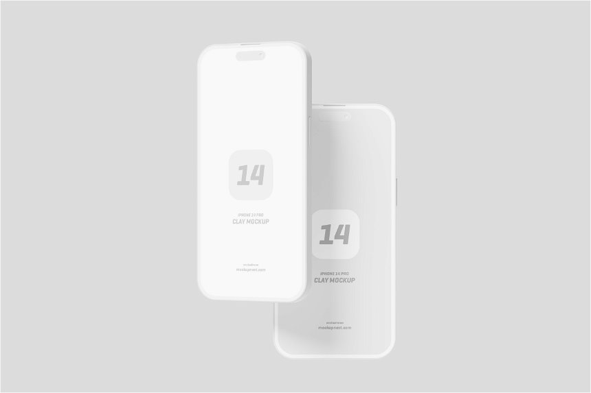 iPhone 14 Pro Clay Mockup in 5 Sights