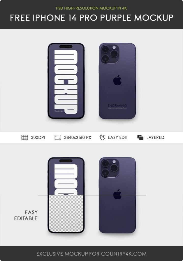 iPhone 14 Pro Max Mockup in Facing View