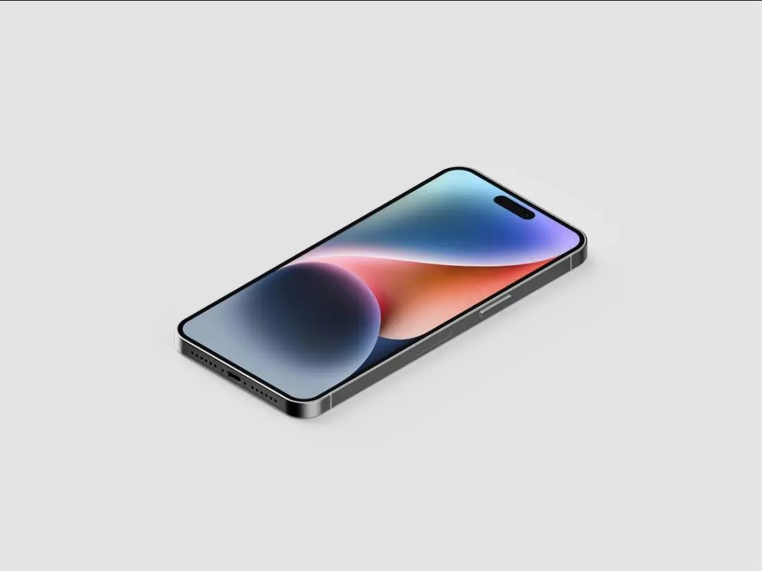 iPhone 14 Pro Max Mockup in Perspective Sight FREE PSD