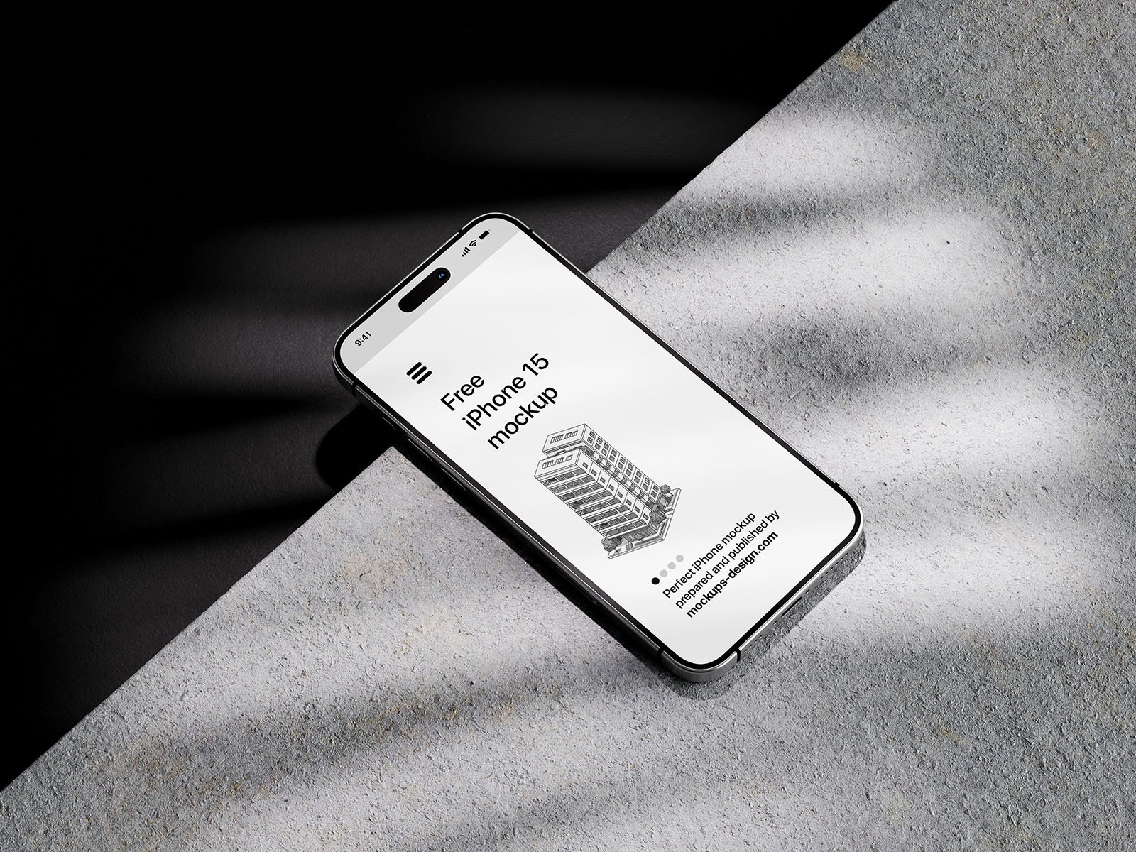 Iphone 15 Mockup with Shadow Overlays in 4 Sights FREE PSD