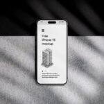 iPhone 15 Mockup with Shadow Overlays in 4 Sights