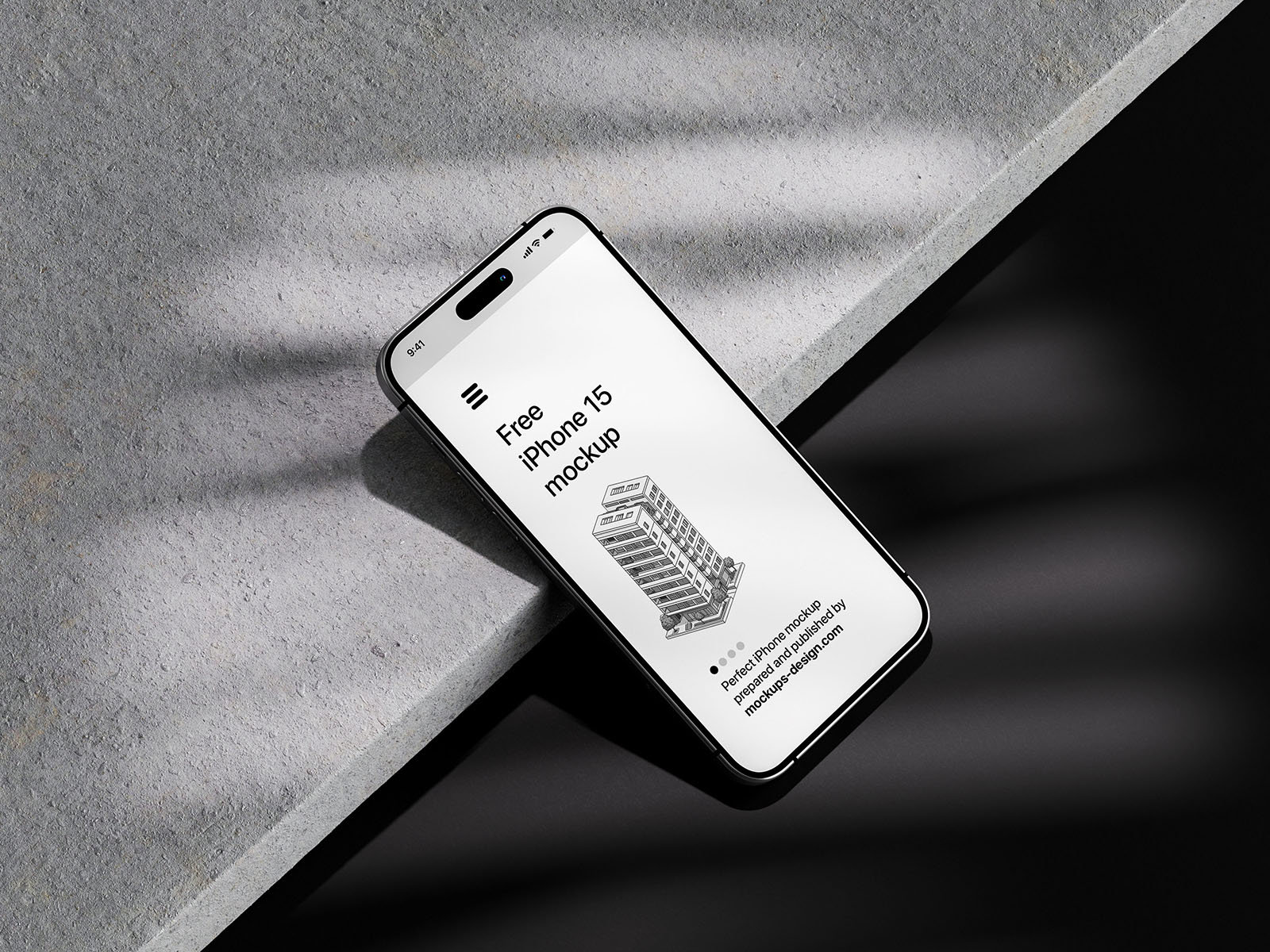 Iphone 15 Mockup with Shadow Overlays in 4 Sights FREE PSD