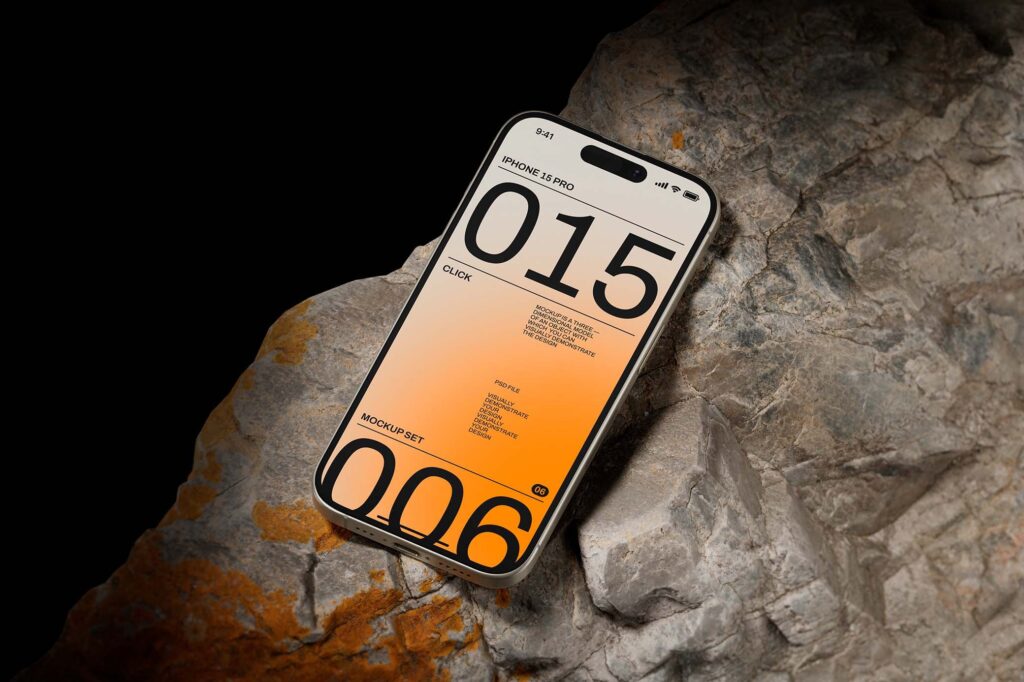 iPhone 15 Pro Mockup in Perspective View