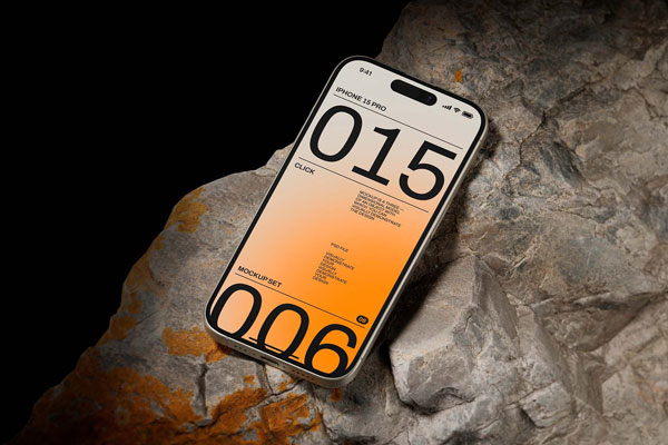iPhone 15 Pro Mockup in Perspective View