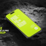 iPhone 15 Pro Mockup on Rock in 4 Views