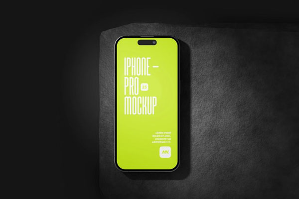 iPhone 15 Pro Mockup on Rock in 4 Views