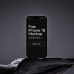 iPhone 16 on Rock Mockup