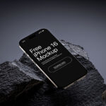 iPhone 16 on Rock Mockup
