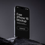 iPhone 16 on Rock Mockup