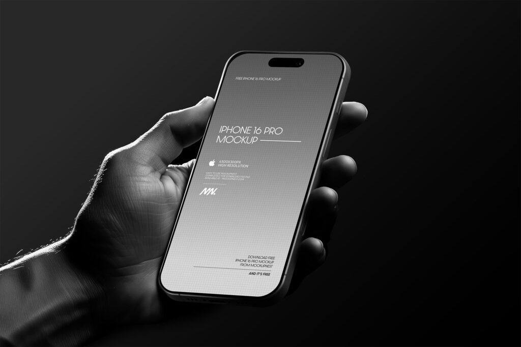 iPhone 16 Pro Mockup Holding by Hand
