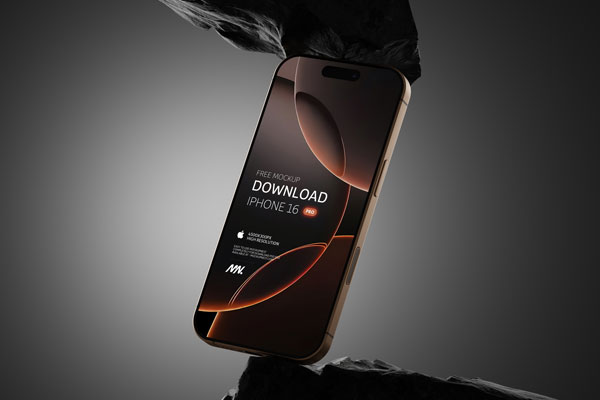 iPhone 16 Pro Mockup on Rock