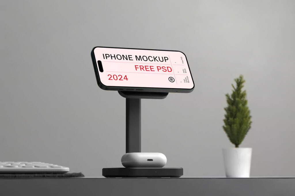 iPhone in Charger Mockup