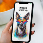 iPhone in Woman Hand Mockup