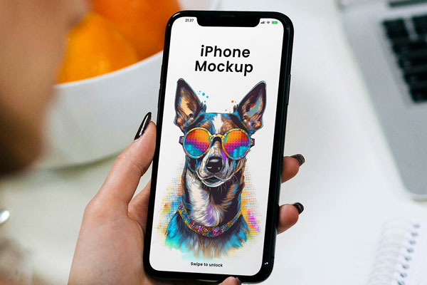 iPhone in Woman Hand Mockup