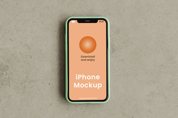 iPhone Mockup on Floor in Top Sight