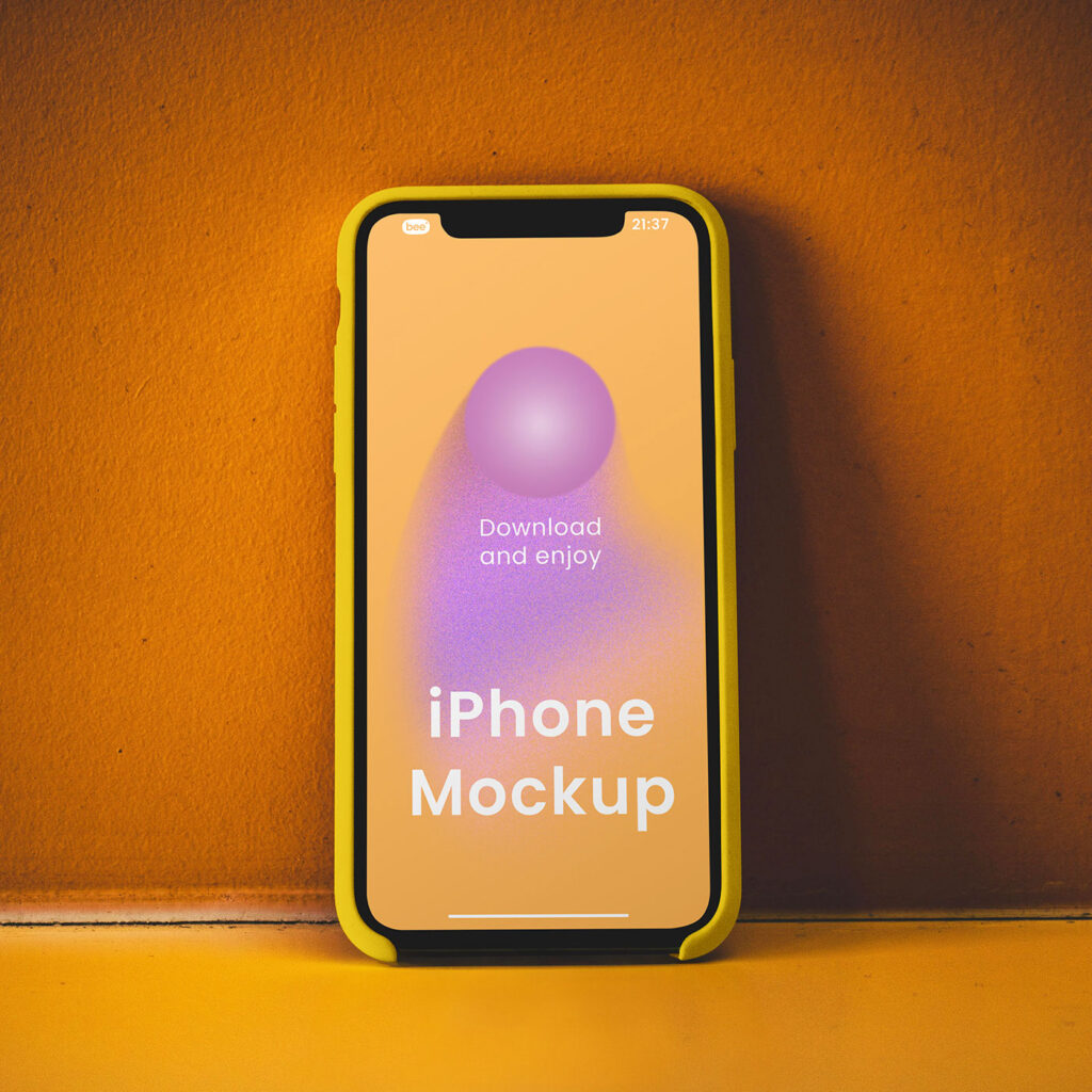 iPhone on Concrete Wall Mockup