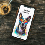 iPhone on Wood Mockup
