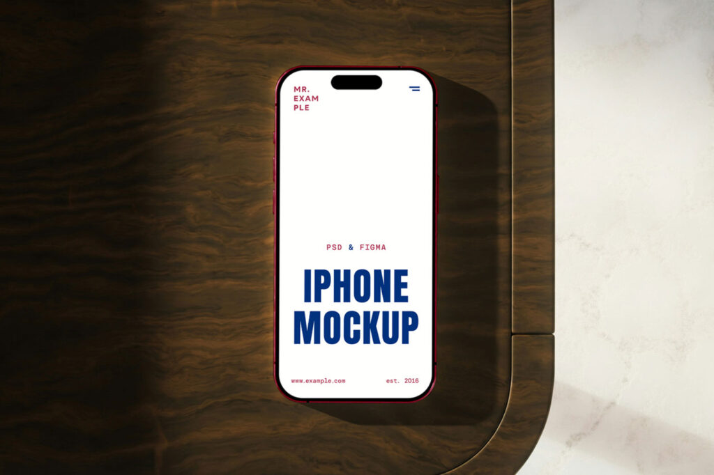 iPhone Pro on Wooden Mockup