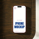 iPhone Pro on Wooden Mockup