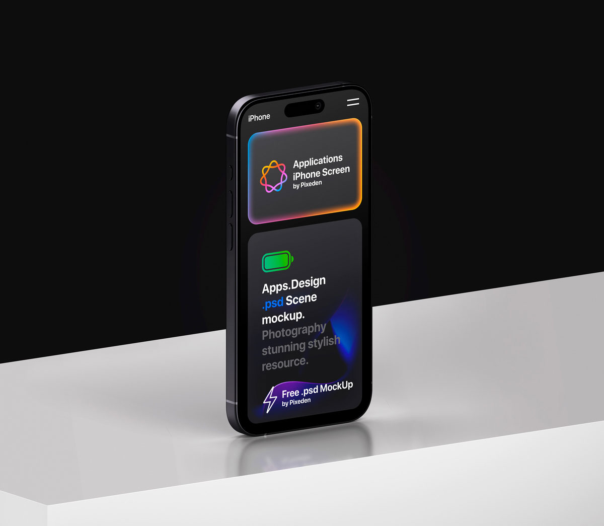 Free iPhone Pro Showcase App Screen Mockup PSD Template