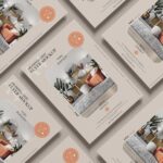 Isometric Branding Grid A4 Flyers Mockup