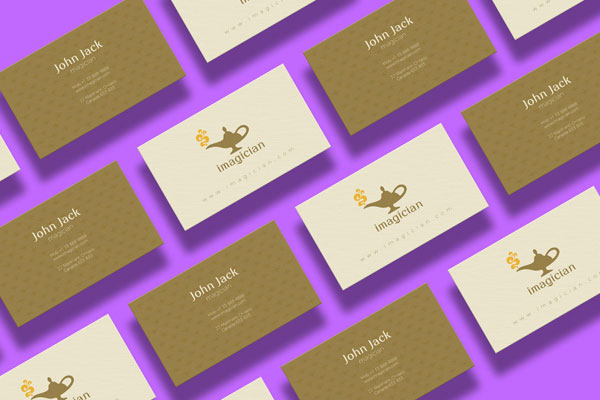 Overhead View of Isometric Business Cards Mockup