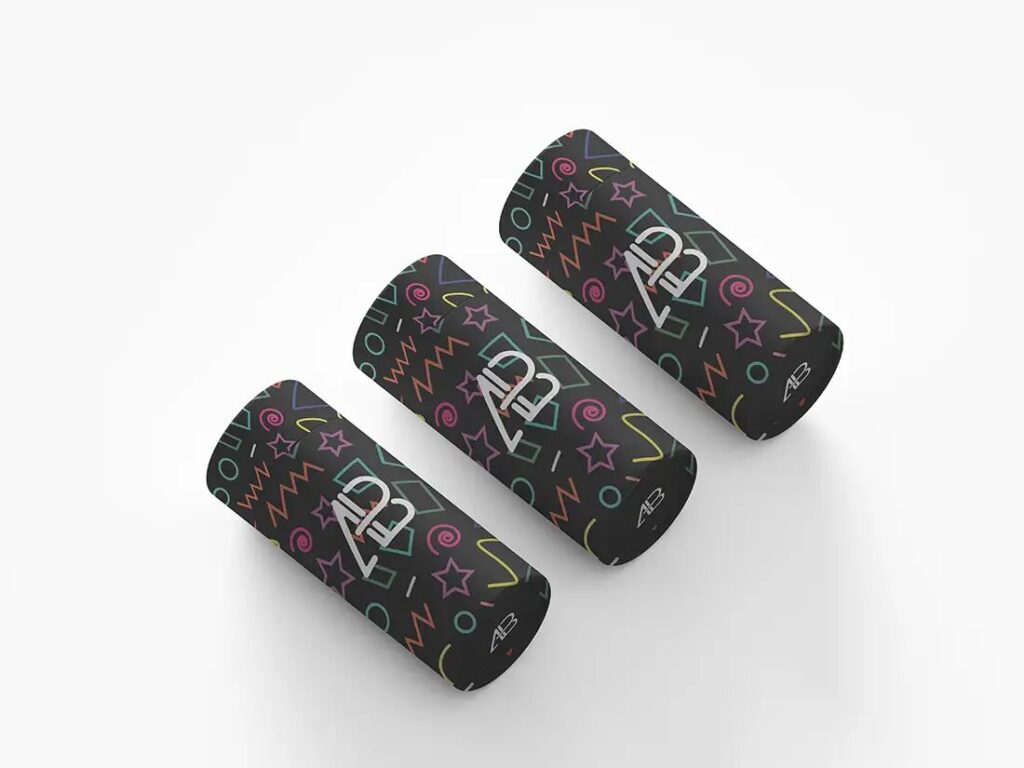 Isometric Paper Tube Packaging Mockup