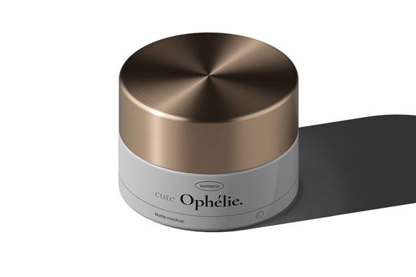 Isometric Round Jar with Lid Mockup
