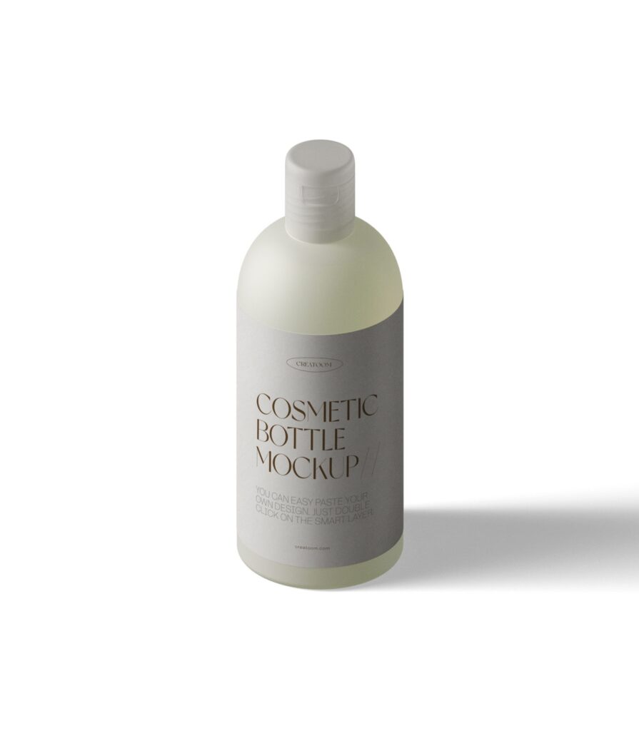 Isometric Vertical Clear Cosmetic Bottle Mockup