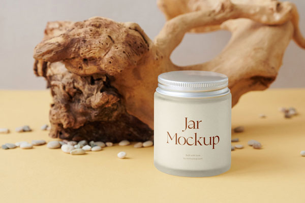 Jar Mockup with Root in Front Vision