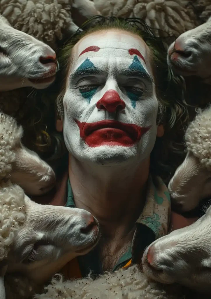 Joker Close-Up Among Sheep