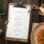 Clipboard Restaurant Menu Mockup in Kitchen