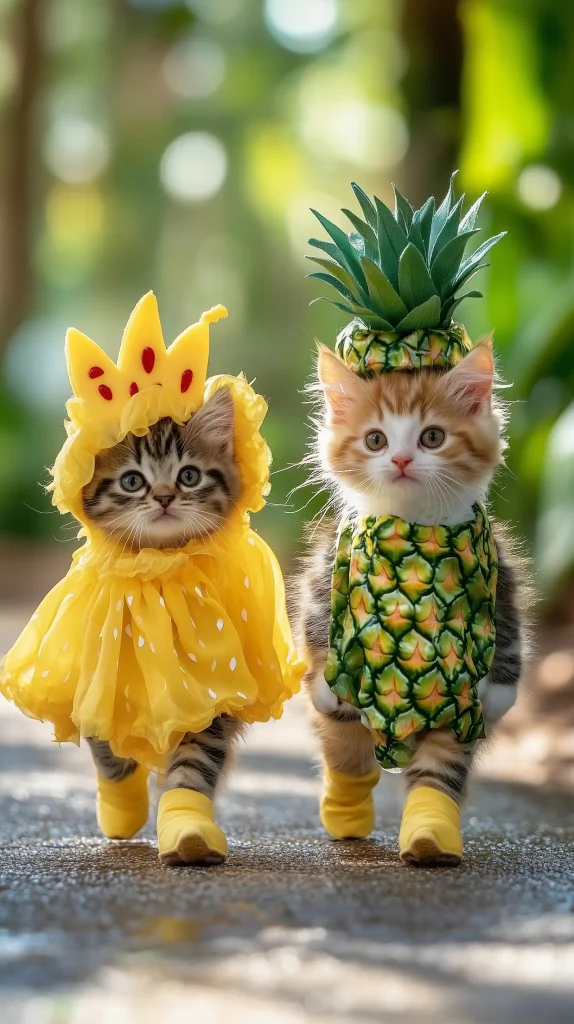 Kittens in Fruit Costumes
