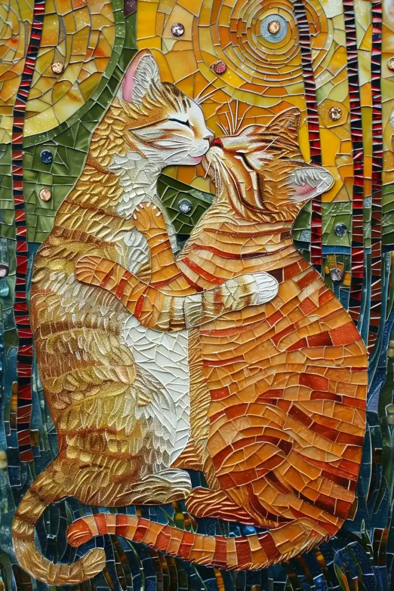 Klimt-Inspired Cat Kiss ai prompt preview