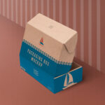 Kraft, Cardboard Packaging Box Mockup in Perspective