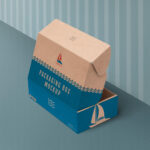Kraft, Cardboard Packaging Box Mockup in Perspective