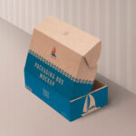 Kraft, Cardboard Packaging Box Mockup in Perspective