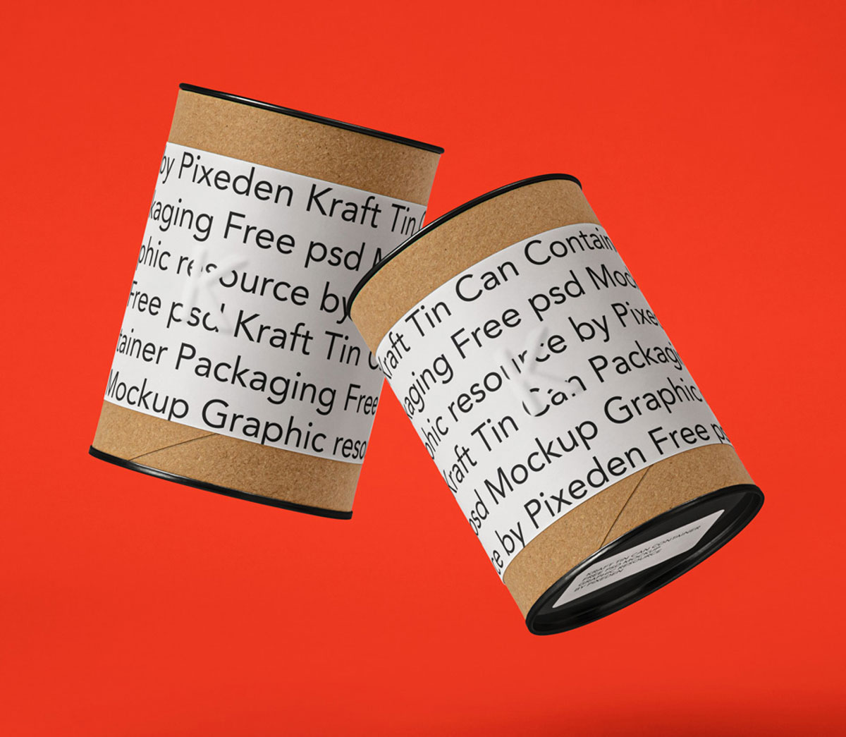 Free Kraft Container Tin Can Mockup in Front Sight PSD Template
